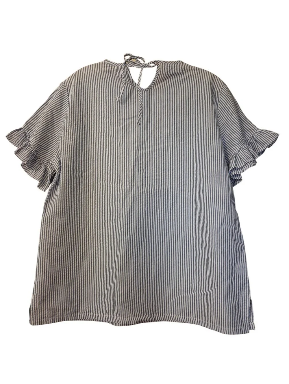 Country Store Blue White Striped Peter Pan Collar Shirt  Coastal Size Medium - Picture 3 of 5